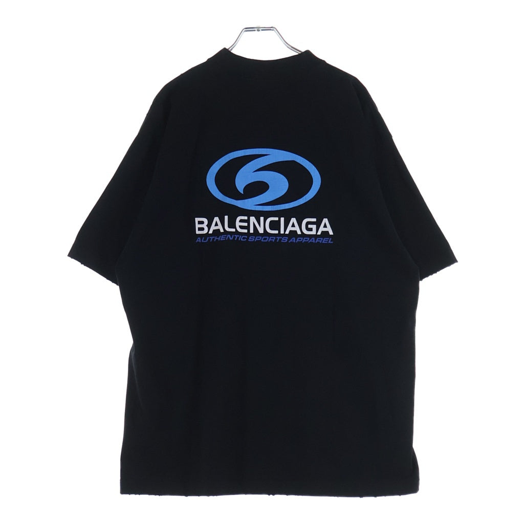 BALENCIAGA(バレンシアガ) 24SS SURFER Medium Fit Tee 764235 サーファー ミディアム フィット フロントロゴプリント クルーネック半袖Tシャツカットソー ブラック