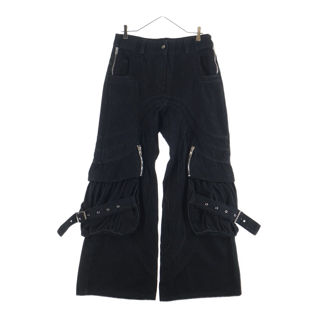 NO/FAITH STUDIOS(ノーフェイスストゥディオス) WAVE CARGO NUBIAN限定 ウェーブ カーゴ デニムパンツ ワイドジーンズ ブラック