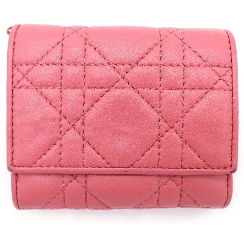 DIOR(ディオール) LadyDior Louts S01810NMJ レディディール カナージュ コンパクトウォレット 二つ折り財布 レディース ピンク