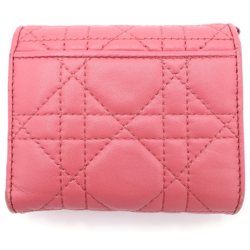 DIOR(ディオール) LadyDior Louts S01810NMJ レディディール カナージュ コンパクトウォレット 二つ折り財布 レディース ピンク