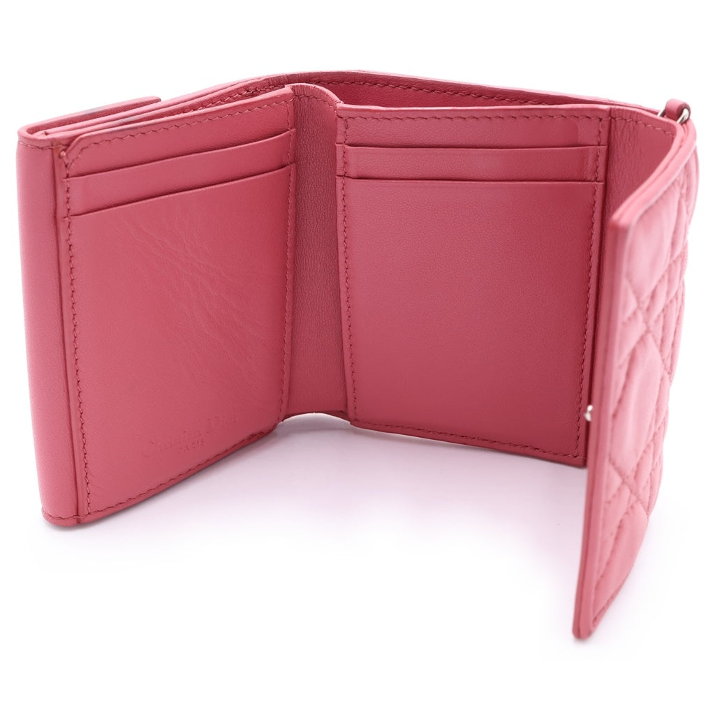 DIOR(ディオール) LadyDior Louts S01810NMJ レディディール カナージュ コンパクトウォレット 二つ折り財布 レディース ピンク