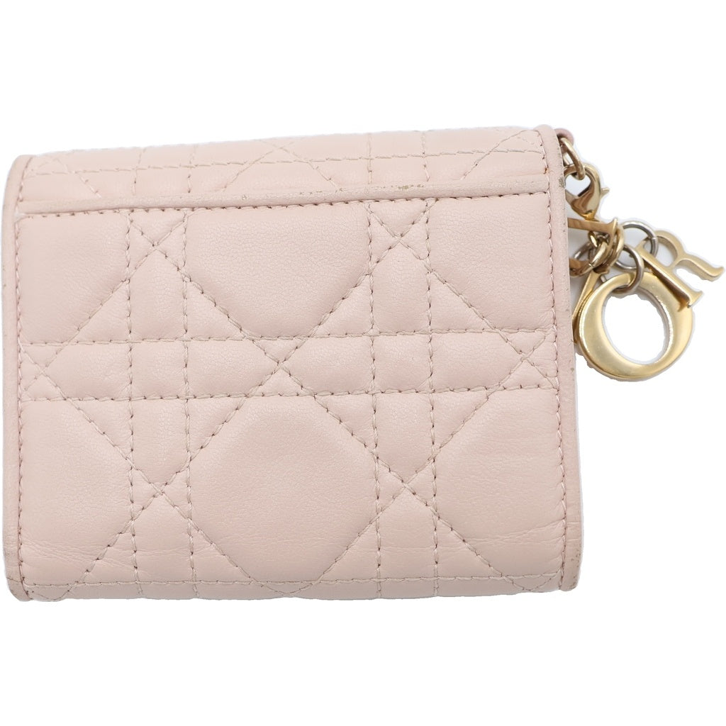 DIOR(ディオール) LadyDior Louts S01810NMJ レディディール カナージュ コンパクトウォレット 二つ折り財布 レディース ベージュ