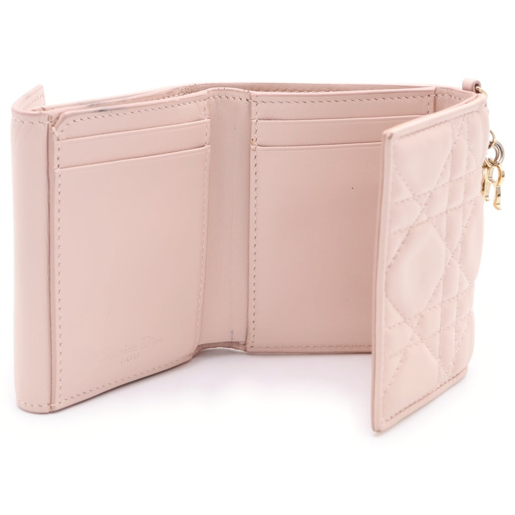 DIOR(ディオール) LadyDior Louts S01810NMJ レディディール カナージュ コンパクトウォレット 二つ折り財布 レディース ベージュ