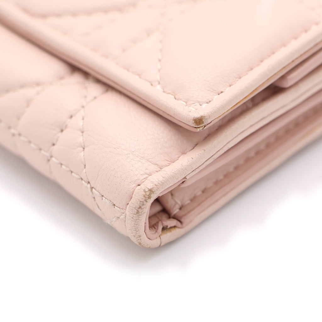 DIOR(ディオール) LadyDior Louts S01810NMJ レディディール カナージュ コンパクトウォレット 二つ折り財布 レディース ベージュ