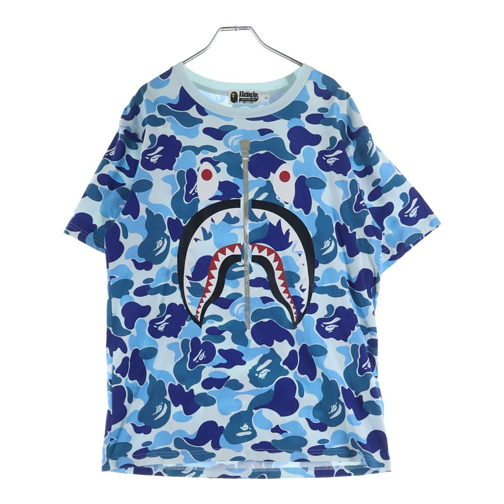 A BATHING APE(アベイシングエイプ) BIG ABC CAMO SHARK TEE 001CSK301004M カモ シャーク クルーネック半袖Tシャツカットソー ブルー