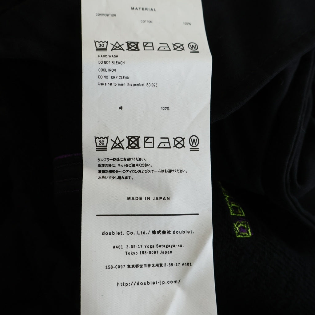 doublet(ダブレット) 21AW PUPPET EMBROIDERY SWEAT PANTS 21AW26CS193 パペット エンブロイダリー スウェットパンツ ブラック