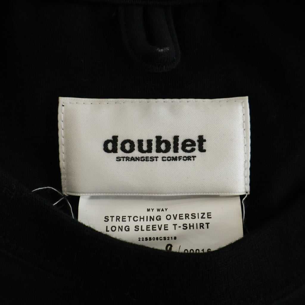 doublet(ダブレット) 22SS STRETCHING OVERSIZE LONG SLEEVE T-SHIRT 22SS06CS218 ストレッチング オーバーサイズ クルーネック長袖Tシャツカットソー ロンT ブラック