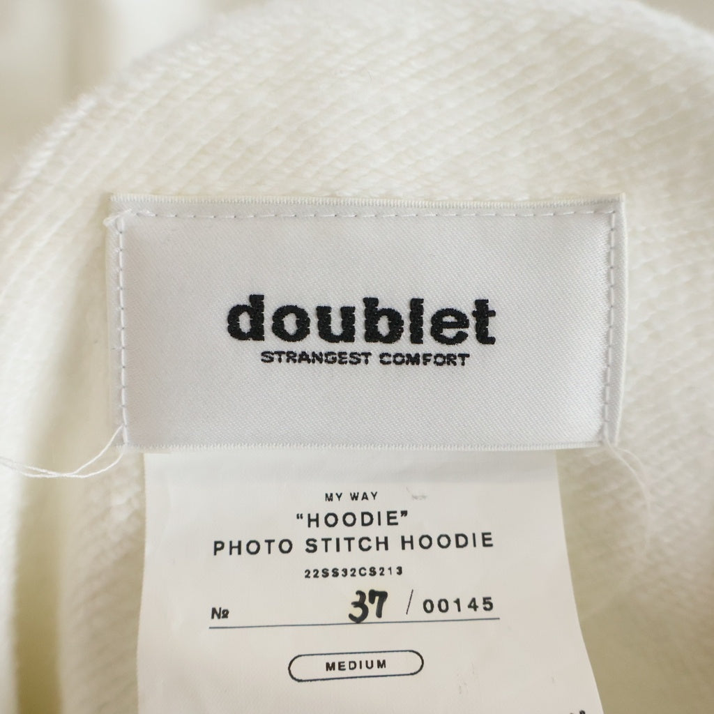 doublet(ダブレット) 22SS PHOTO STITCH HOODIE 22SS32CS213 フォト す2SS PHOTO STITCH HOODIE 22SS32CS213 フォト ステッチ プルオーバーパーカー フーディ ホワイト