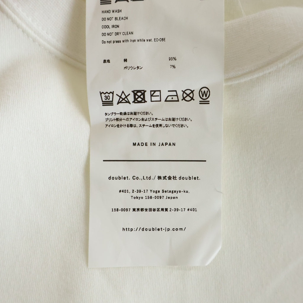 doublet(ダブレット) 22SS STRETCHING OVERSIZE LONG SLEEVE T-SHIRT 22SS06CS218 ストレッチング オーバーサイズ クルーネック長袖Tシャツカットソー ロンT ホワイト