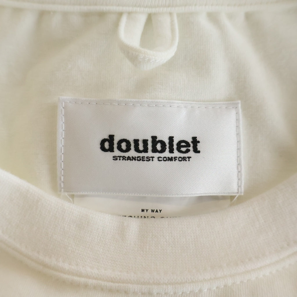 doublet(ダブレット) 22SS STRETCHING OVERSIZE LONG SLEEVE T-SHIRT 22SS06CS218 ストレッチング オーバーサイズ クルーネック長袖Tシャツカットソー ロンT ホワイト