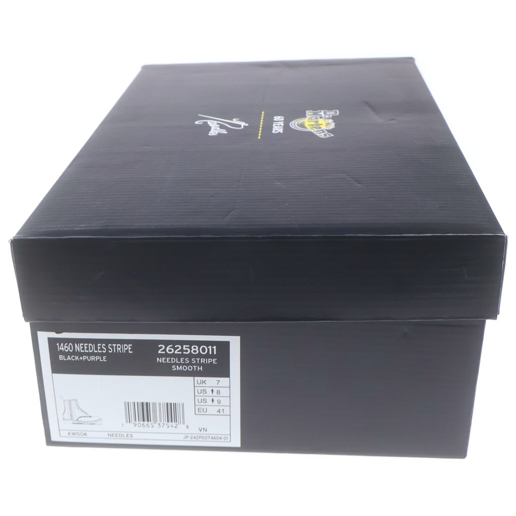 Dr.Martens(ドクターマーチン) ×Needles HE 1460 REMASTERED 26258011 ニードルズ 60周年記念 スムースレザー バタフライ ストライプ レースアップブーツ ブラック