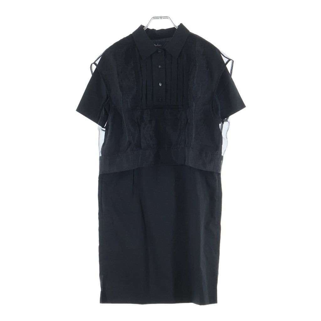 kolor(カラー) 16SS SHORT SLEEVE DRESS SHIRT ONE OIECE 16SCL-004124 ハーフボタン 半袖ドレスシャツワンピース ブラック レディース