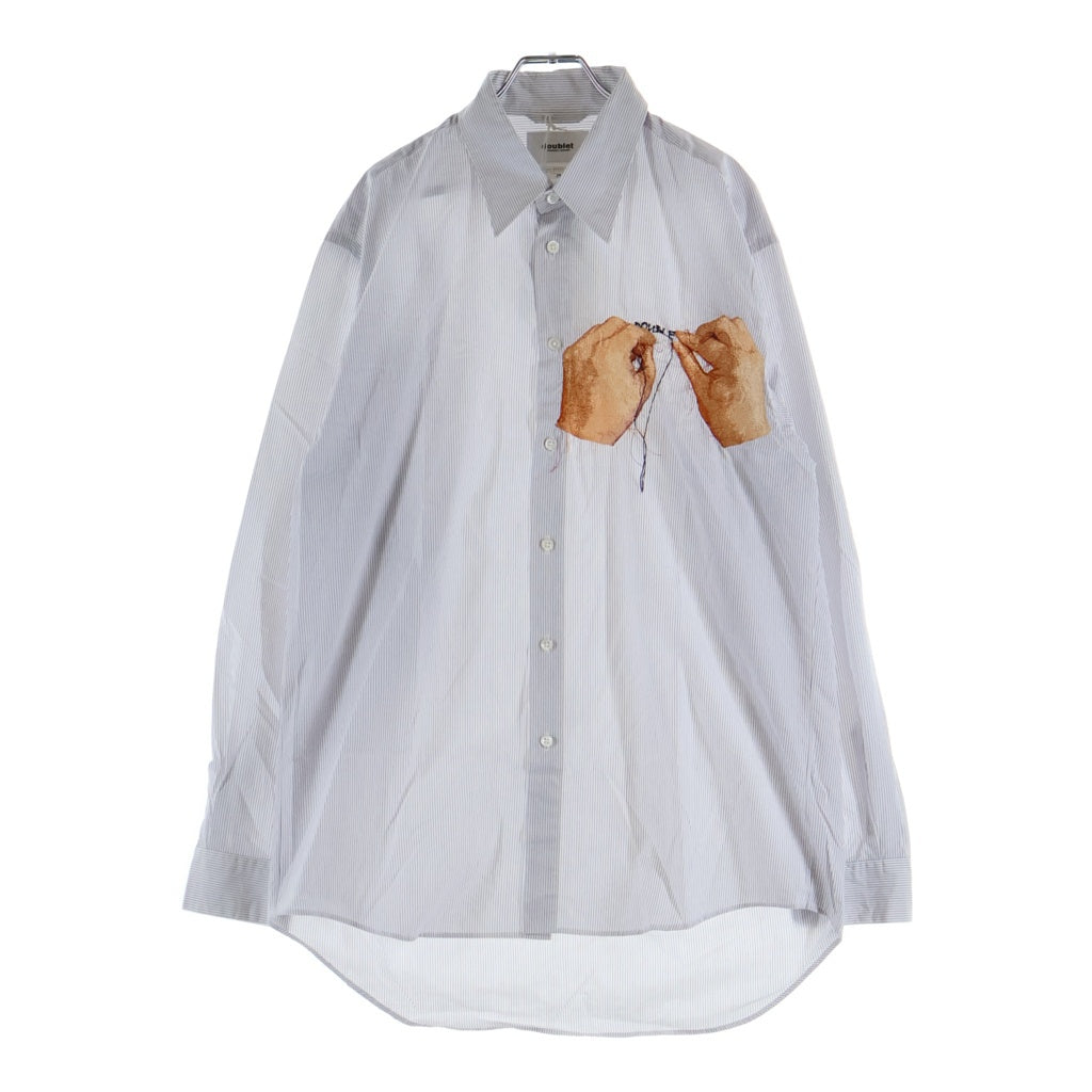 doublet(ダブレット) 22AW HAND-EMBROIDERY PHOTO STITCH SHIRT 22AW40SH112 ハンド エンブロイダリー フォト ステッチ 長袖コットンシャツ ホワイト