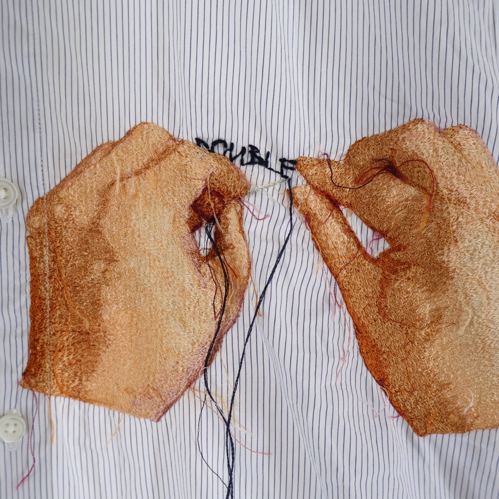 doublet(ダブレット) 22AW HAND-EMBROIDERY PHOTO STITCH SHIRT 22AW40SH112 ハンド エンブロイダリー フォト ステッチ 長袖コットンシャツ ホワイト