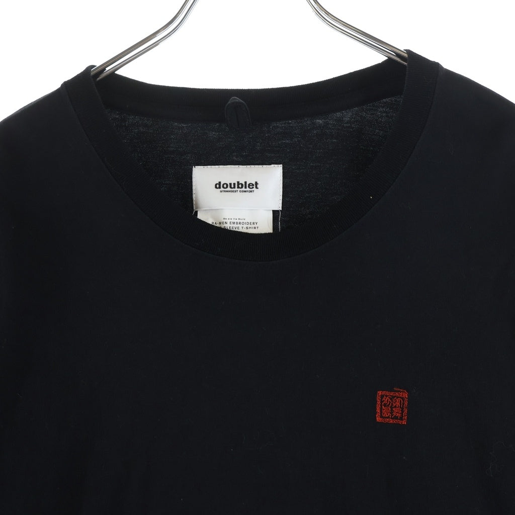 doublet(ダブレット) 20AW RA-MEN EMBROIDERY LONG SLEEVE T-SHIRT 20AW29CS158 ラーメン エンブロイダリー クルーネック長袖Tシャツカットソー ロンT ブラック