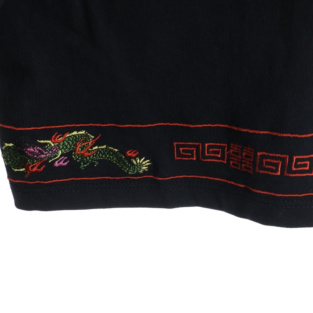 doublet(ダブレット) 20AW RA-MEN EMBROIDERY LONG SLEEVE T-SHIRT 20AW29CS158 ラーメン エンブロイダリー クルーネック長袖Tシャツカットソー ロンT ブラック