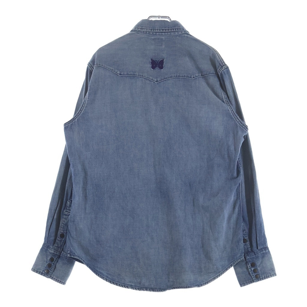Needles(ニードルス) WESTAN SHIRT WS9257 フロント パピヨンロゴ刺繍 ウエスタン 長袖デニムシャツ インディゴ