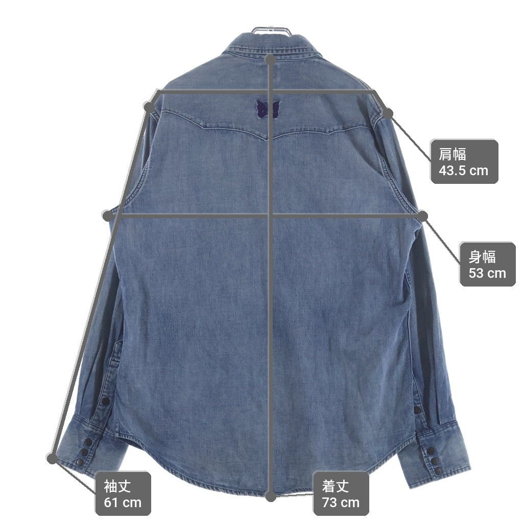 Needles ニードルス WESTAN SHIRT WS9257 フロント パピヨンロゴ刺繍 ウエスタン 長袖デニムシャツ インディゴ Needles(ニードルス) WESTAN SHIRT WS9257 フロント パピヨンロゴ刺繍