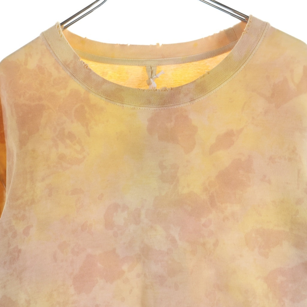 doublet(ダブレット) 22SS WASTE VEGETABLE DYED 22SS29CS210 ウェイスト ベジタブル ダイド フロントロゴ刺繍 クルーネック長袖Tシャツカットソー ロンT イエロー