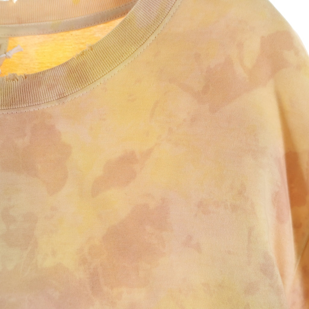 doublet(ダブレット) 22SS WASTE VEGETABLE DYED 22SS29CS210 ウェイスト ベジタブル ダイド フロントロゴ刺繍 クルーネック長袖Tシャツカットソー ロンT イエロー
