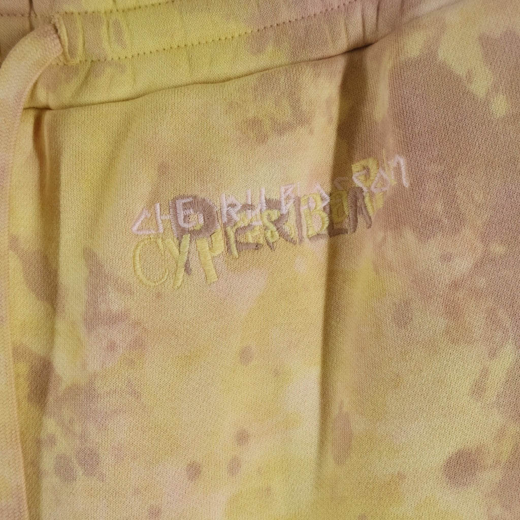 doublet(ダブレット) 22SS WASTE VEGETABLE DYED SWEAT PANTS 22SS28PT177 ウェイスト ベジタブル ダイド フロントロゴ刺繍 スウェットパンツ イエロー