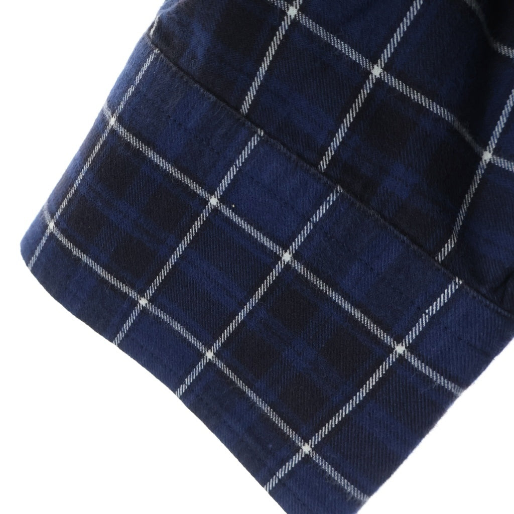 BALENCIAGA(バレンシアガ) 18AW バンドカラー フランネルシャツ コットン長袖シャツ チェック柄 ブルー520497 TBM08