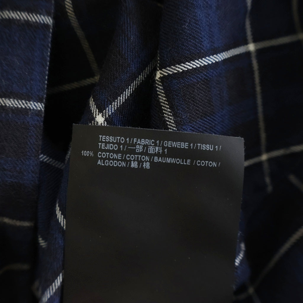 BALENCIAGA(バレンシアガ) 18AW バンドカラー フランネルシャツ コットン長袖シャツ チェック柄 ブルー520497 TBM08