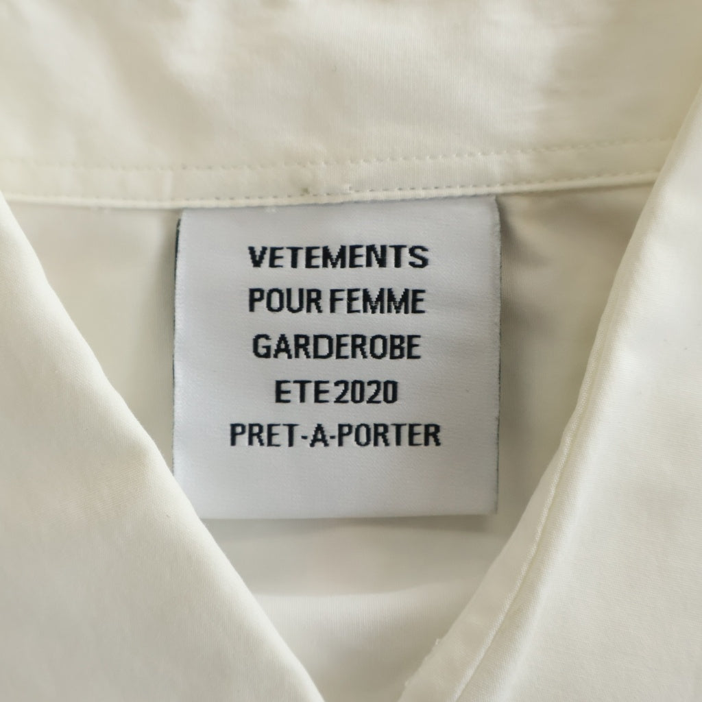 VETEMENTS(ヴェトモン) 20SS Scribbled Shirt スクリブルド コットン長袖シャツ グリッターロゴ ホワイト SS20SH281