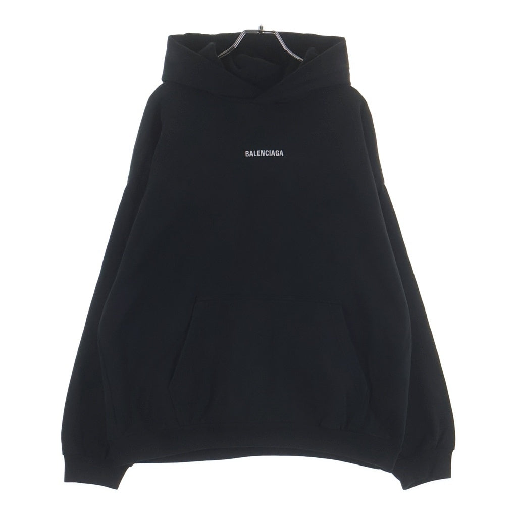 BALENCIAGA(バレンシアガ) Back Hoodie ミディアムフィット フロントロゴ刺繍プルオーバーパーカーフーディー ブラック 76877-TPVK2