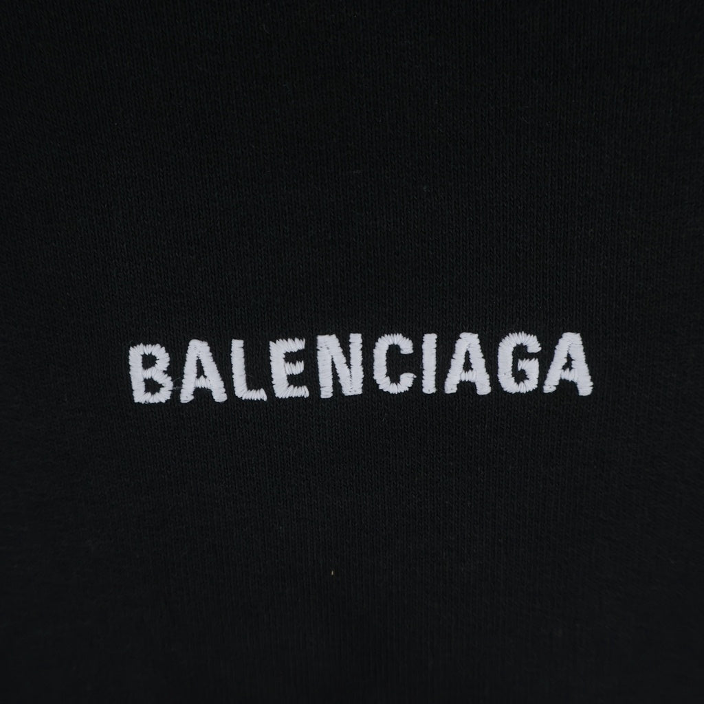 BALENCIAGA(バレンシアガ) Back Hoodie ミディアムフィット フロントロゴ刺繍プルオーバーパーカーフーディー ブラック 76877-TPVK2