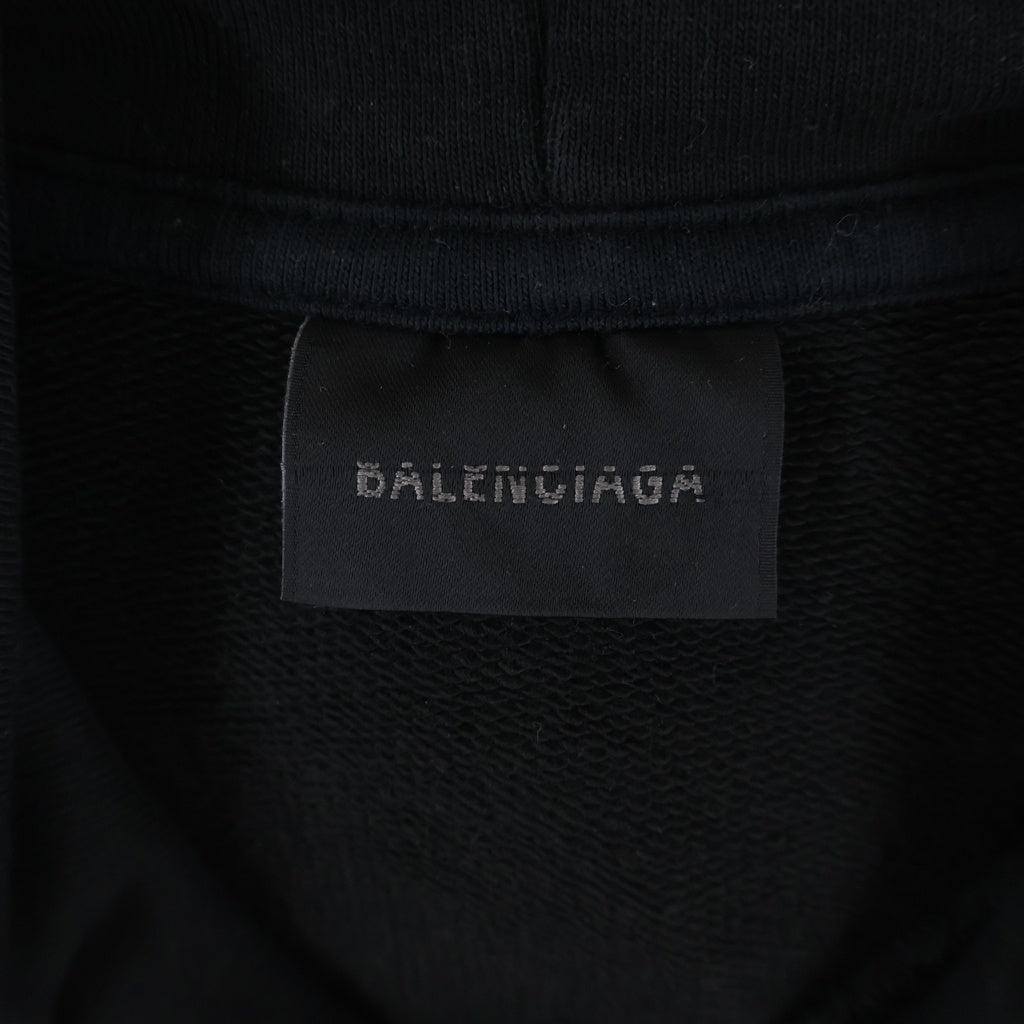 BALENCIAGA(バレンシアガ) Back Hoodie ミディアムフィット フロントロゴ刺繍プルオーバーパーカーフーディー ブラック 76877-TPVK2