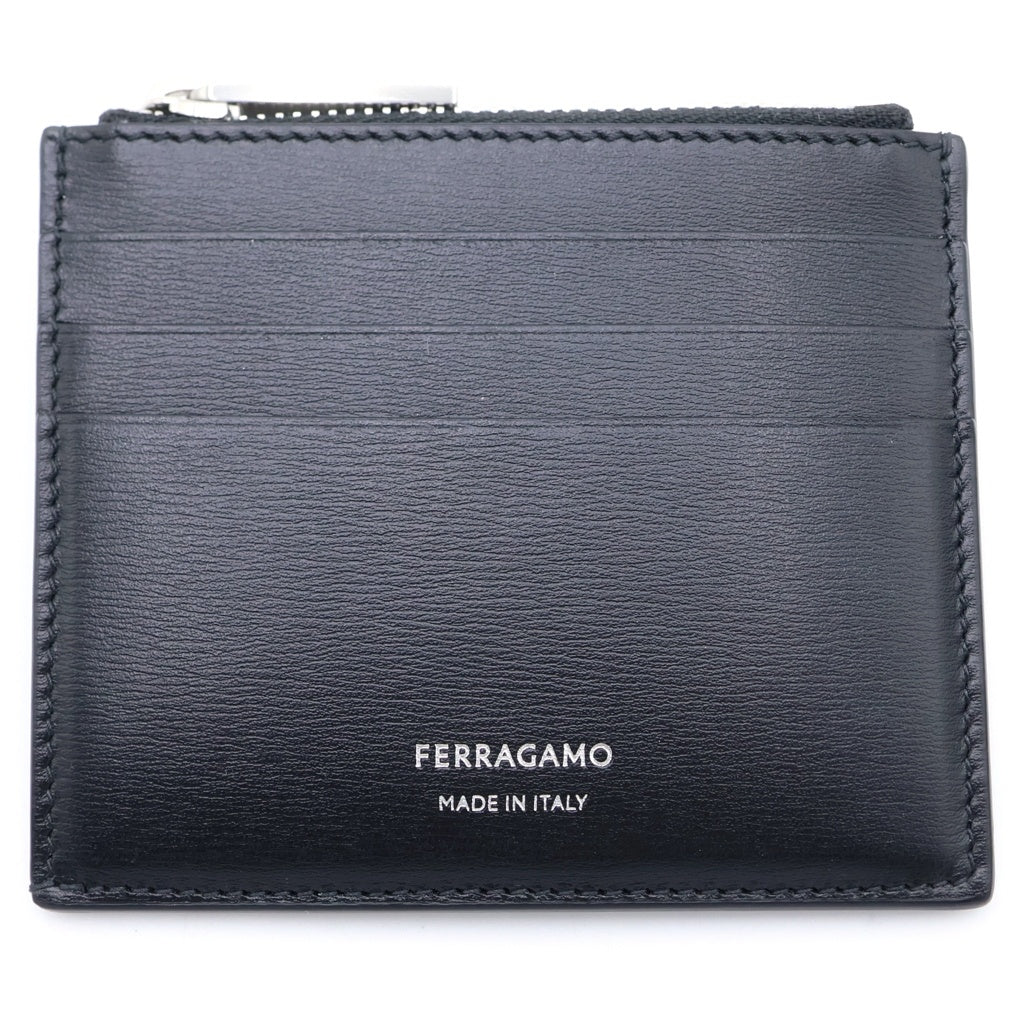 FERRAGAMO(フェラガモ) ブランドロゴプリント レザーカードケース ブラック FG661396 FG661396