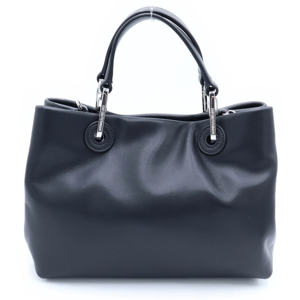 EMPORIO ARMANI(エンポリオアルマーニ) MyEA Nappa-leather shopper bag レザーショルダーバッグ ブラック レディース