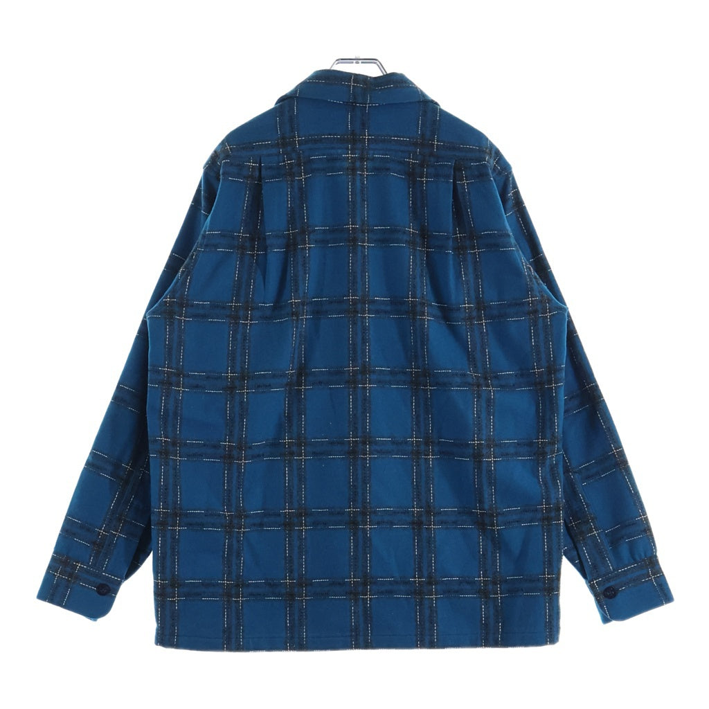 SUBCULTURE(サブカルチャー) 23AW WOOL CHECK SHIRT SCSH-A2303 オープンカラー 開襟 長袖ウールチェックシャツ ブルー SCSH-A2303