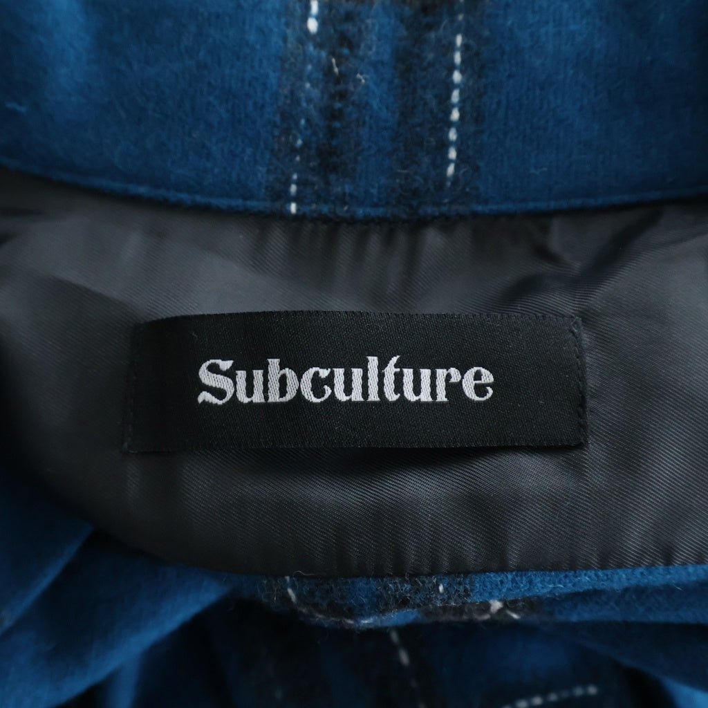 SUBCULTURE(サブカルチャー) 23AW WOOL CHECK SHIRT SCSH-A2303 オープンカラー 開襟 長袖ウールチェックシャツ ブルー SCSH-A2303