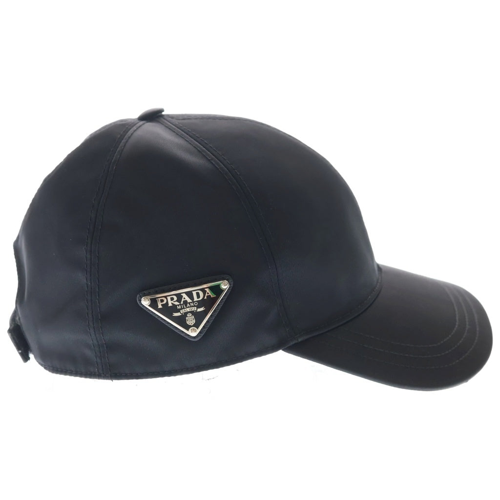 PRADA(プラダ) 22SS Re Nylon BASEBALL CAP 1HC274 リナイロン トライアングルロゴプレート ベースボールキャップ 帽子 ブラック