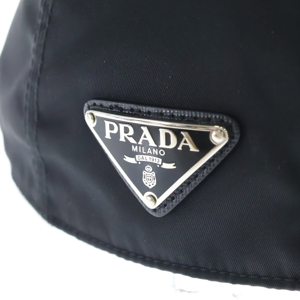PRADA(プラダ) 22SS Re Nylon BASEBALL CAP 1HC274 リナイロン トライアングルロゴプレート ベースボールキャップ 帽子 ブラック