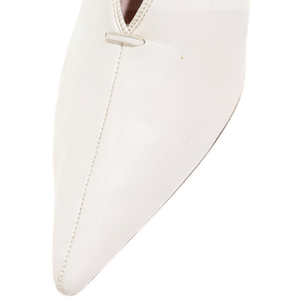 CELINE(セリーヌ) ESSENTIAL Vneck エッセンシャルVネック ポインテッド ドゥ パンプス ヒール レザー レディース ホワイト ‐