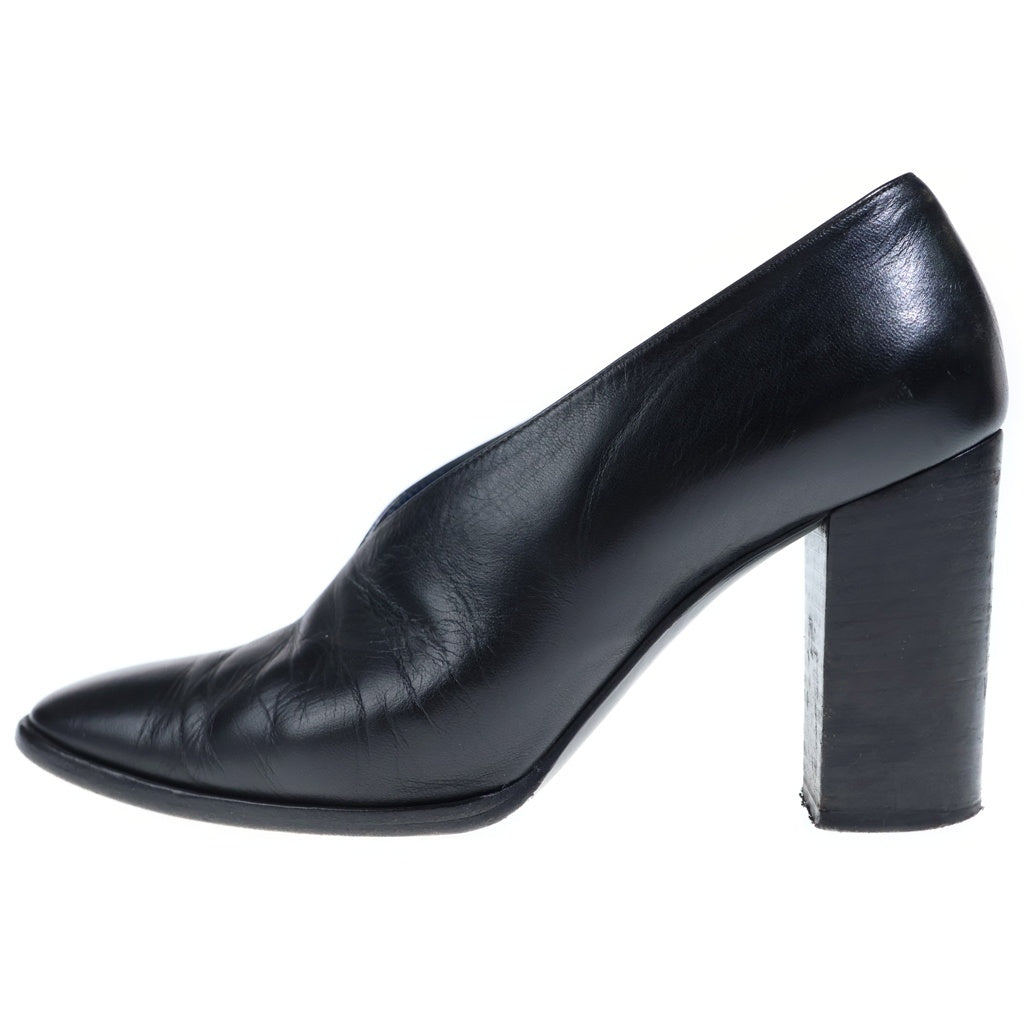 CELINE(セリーヌ) Leather V Block Heel Pumps レザーVブロック ヒール パンプス レディース ブラック ‐