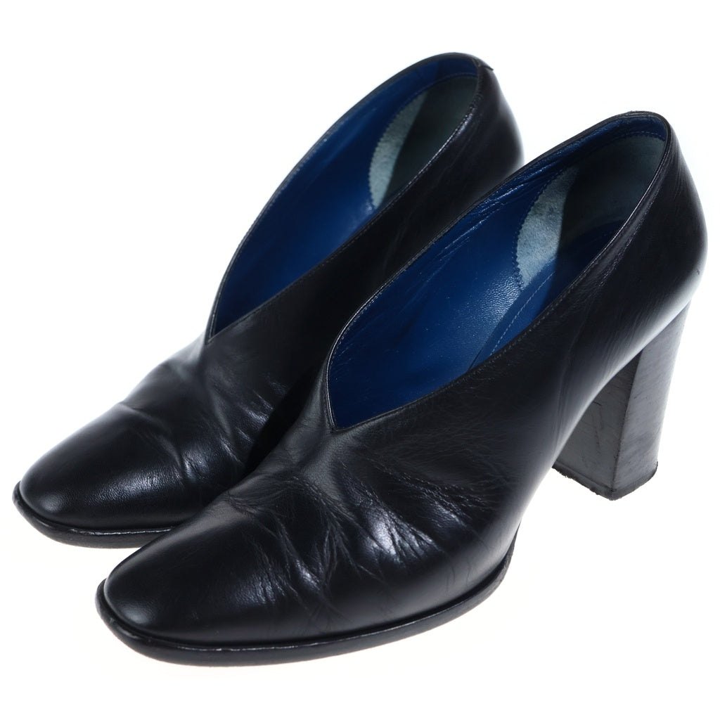 CELINE(セリーヌ) Leather V Block Heel Pumps レザーVブロック ヒール パンプス レディース ブラック ‐