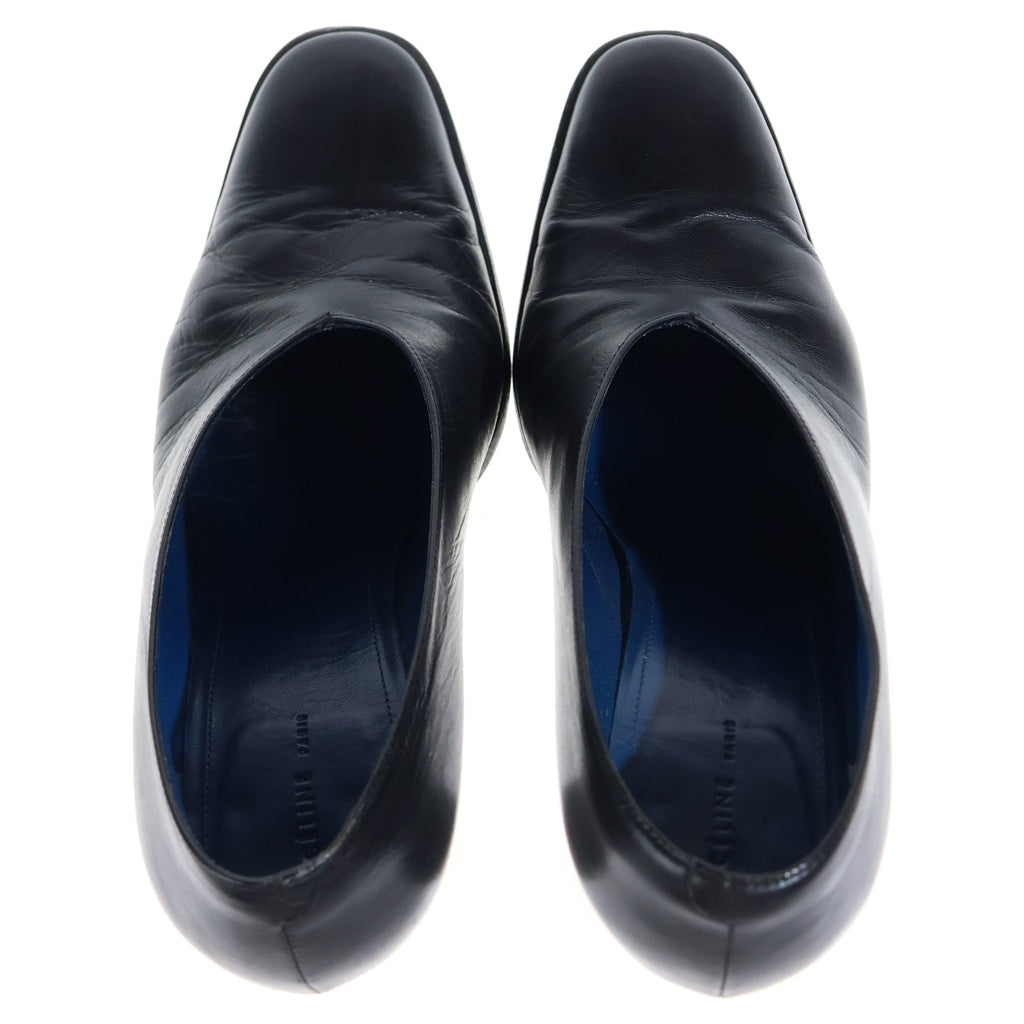 CELINE(セリーヌ) Leather V Block Heel Pumps レザーVブロック ヒール パンプス レディース ブラック ‐