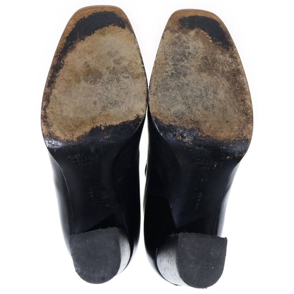 CELINE(セリーヌ) Leather V Block Heel Pumps レザーVブロック ヒール パンプス レディース ブラック ‐