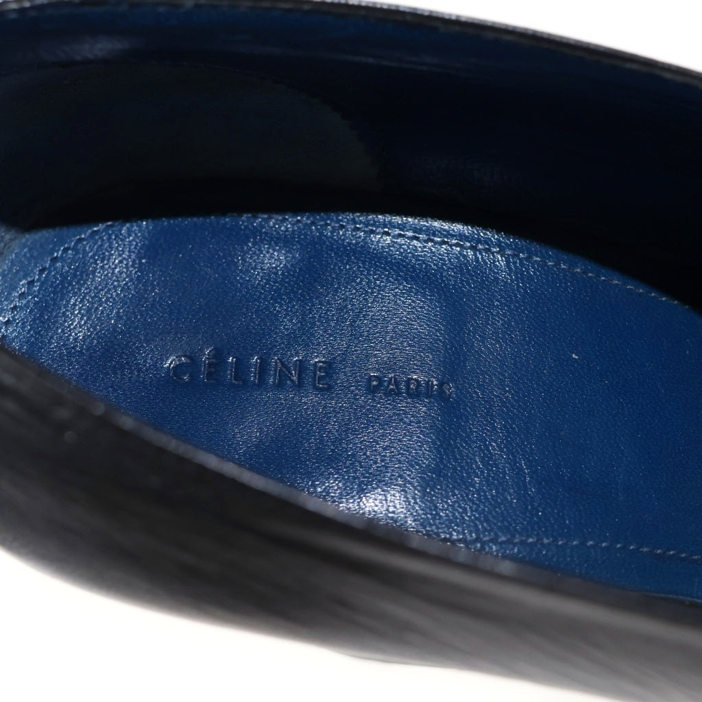 CELINE(セリーヌ) Leather V Block Heel Pumps レザーVブロック ヒール パンプス レディース ブラック ‐
