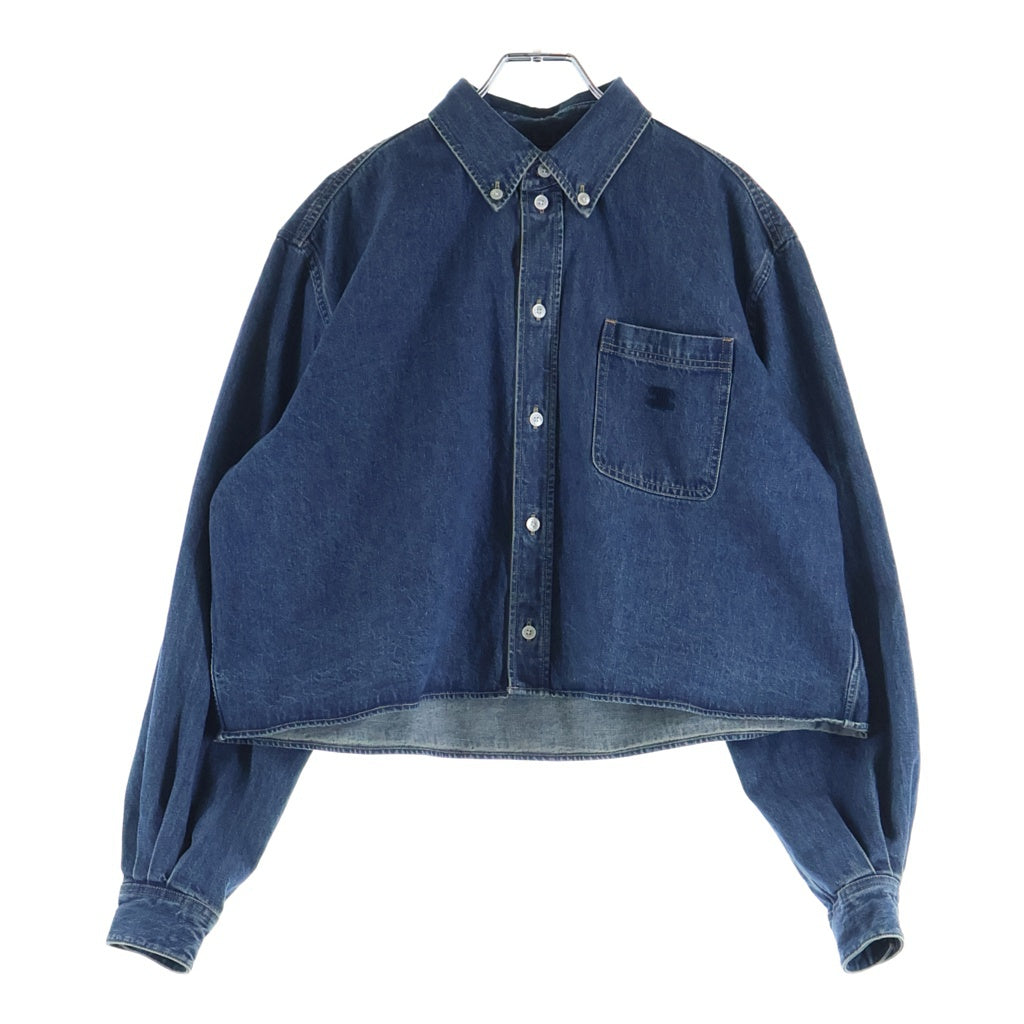 CELINE(セリーヌ) 21AW Wash Denim Shirt トリオンフ クロップド ウォッシュ デニムシャツ 長袖シャツ インディゴ レディース 2T187459N