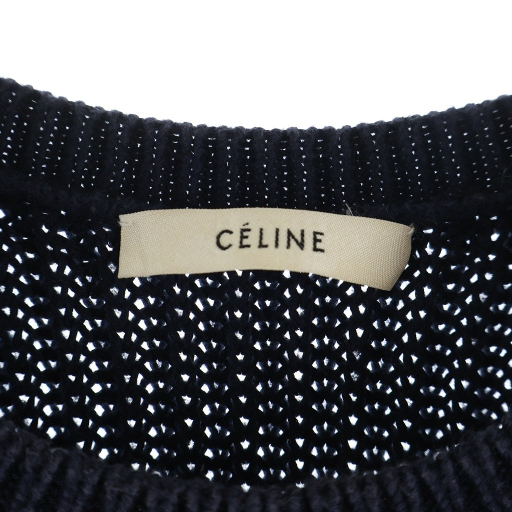 CELINE(セリーヌ) Kint Vest フィービー ファイロ期 クルーネックニットセーター ベスト ネイビー レディース 2 3M67/3259