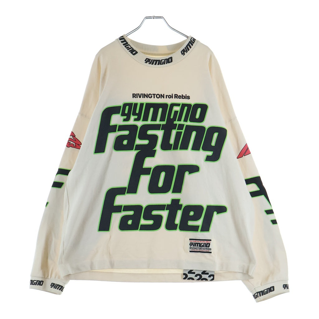 RIVINGTON roi Rebis(リヴィントンロイレビス) Fasting For Faster L/S Tee 両面プリント クルーネック長袖Tシャツカットソー ロングスリーブ ロンT ホワイト