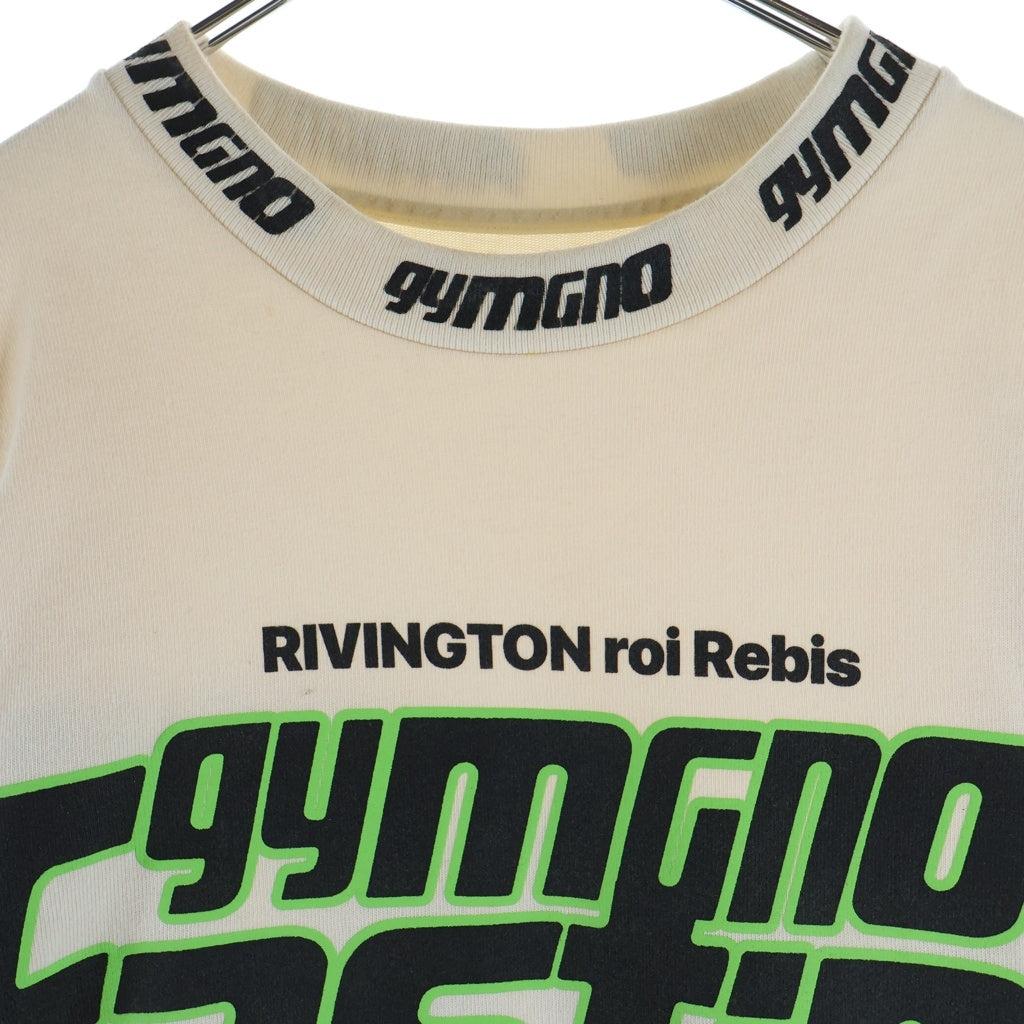 RIVINGTON roi Rebis(リヴィントンロイレビス) Fasting For Faster L/S Tee 両面プリント クルーネック長袖Tシャツカットソー ロングスリーブ ロンT ホワイト