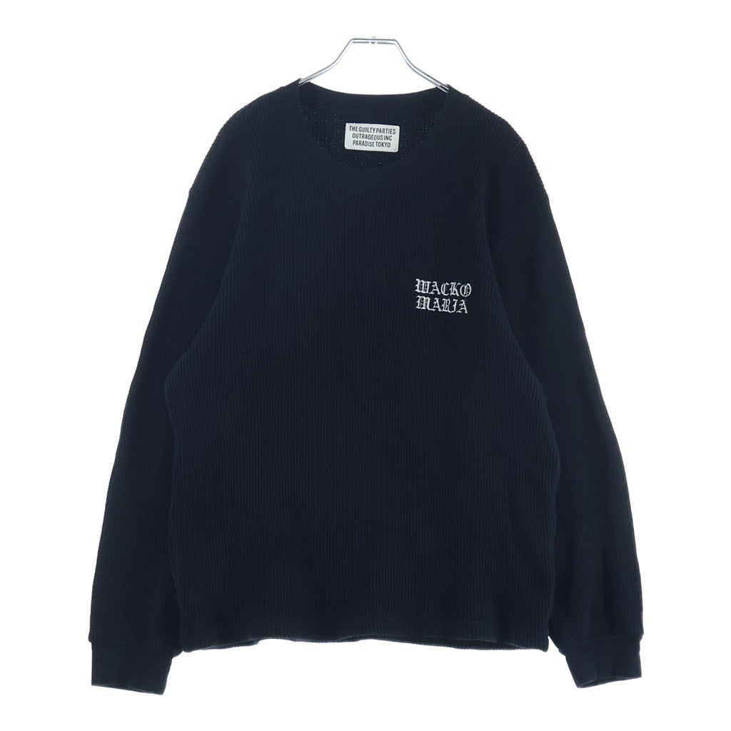 WACKO MARIA(ワコマリア) THERMAL CREW NECK SHIRT サーマル クルーネック長袖Tシャツカットソー ロンT ブラック -