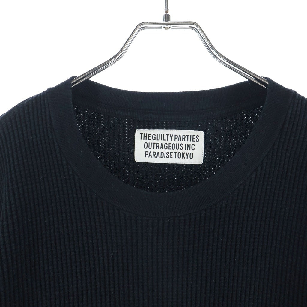 WACKO MARIA(ワコマリア) THERMAL CREW NECK SHIRT サーマル クルーネック長袖Tシャツカットソー ロンT ブラック -