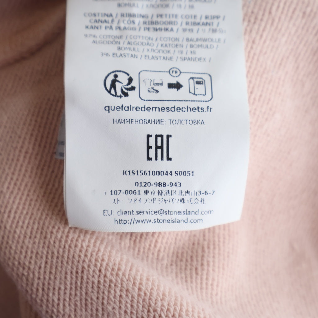 STONE ISLAND(ストーンアイランド) 25SS LOGO PATCH ORGANIC COTTON FLEECE K1S156100044S0051 ショルダーロゴワッペン コットン クルーネック長袖スウェットトレーナー ピンク